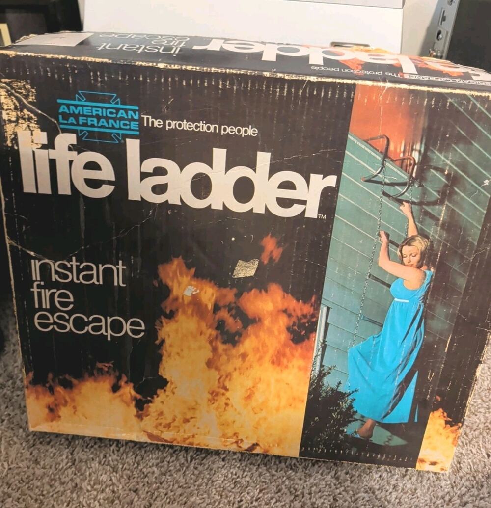 Vintage 1977 American LaFrance Life Ladder 15 Ft 2 Story Steel Fire Escape Box